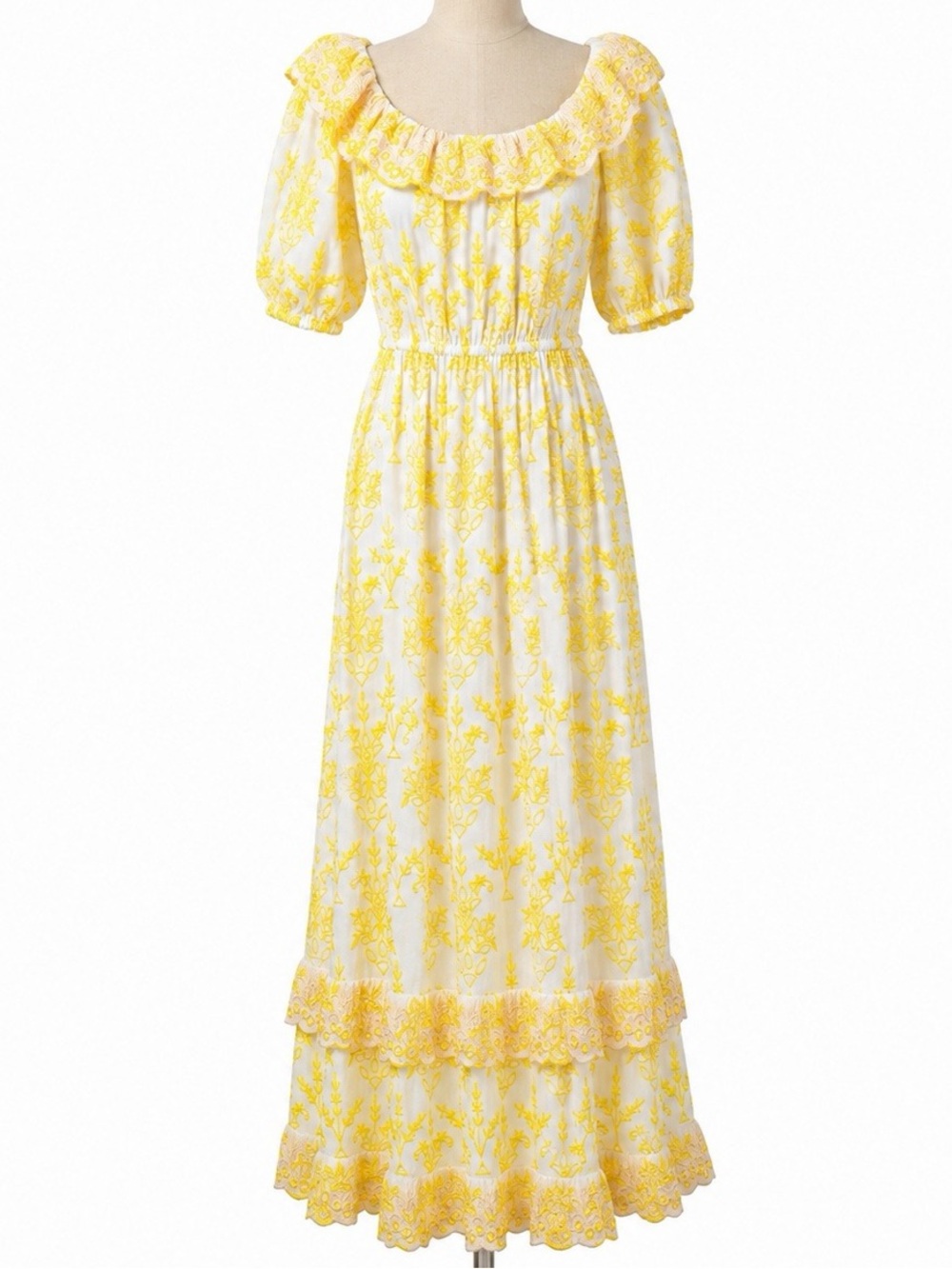 Miss Selfridge Floral Embroidered Ruffle Maxi Peasant Dress New with Tags NWT